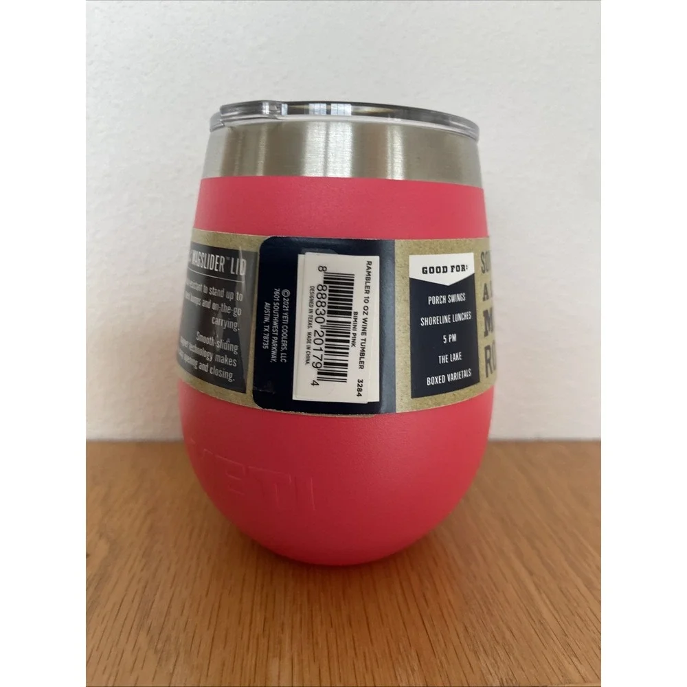 YETI 10oz Wine Tumbler w/ Magslider Lid - Bimini Pink Read Desc